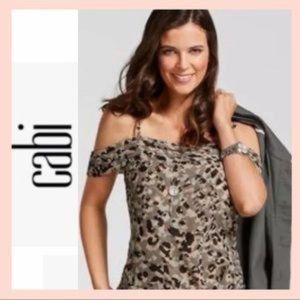 CAbi Tiered Top Camo Print Cold Shoulder Top 5360